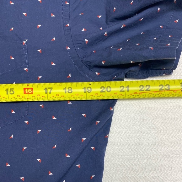 UNTUCKit Shirt Short Sleeve Button Down Cotton Navy Blue Red White Size Small - Picture 6 of 9